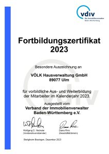 2023-Fortbildungszertifikat - VÖLK Hausverwaltung GmbH